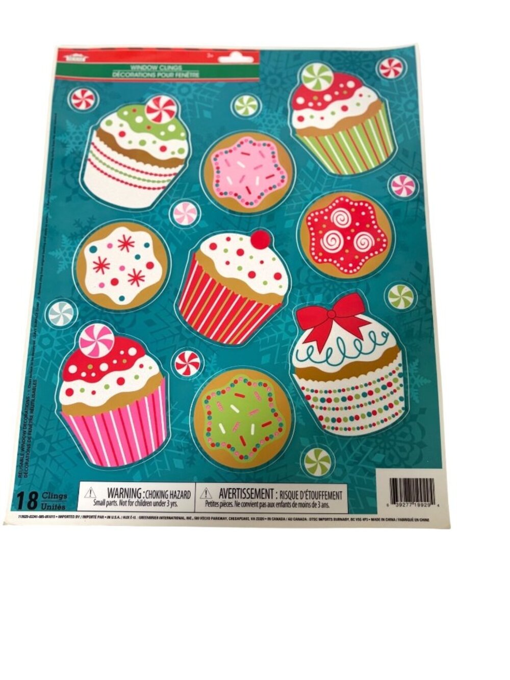 New Christmas House Window Clings 18 Clings Cupcakes Sugar Cookies